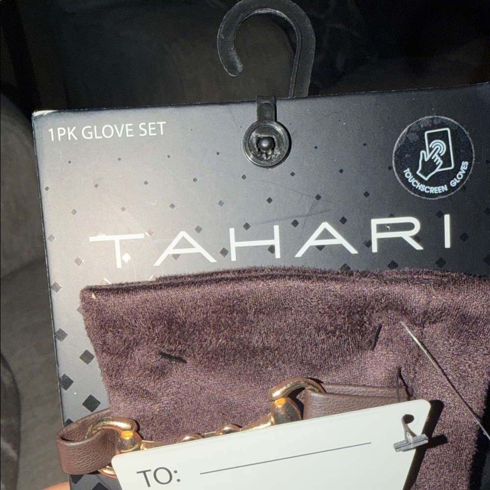 Tahari Dark Brown women’s Gloves with Gold Accent - Picture 5 of 5
